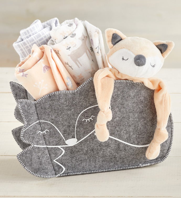 Welcome Baby Fox Shaped 5 Piece Gift Set